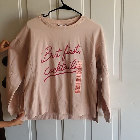 NWT Wildfox But First Cocktails Crewneck Sweatshirt Light Pink Size - Picture 4 of 9